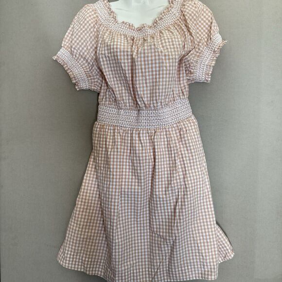 J. Crew Smocked Puff-Sleeve Cotton Poplin Gingham Dress Extra Large Pockets - Picture 4 of 13